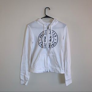 White Hollister Zip Up Hoodie